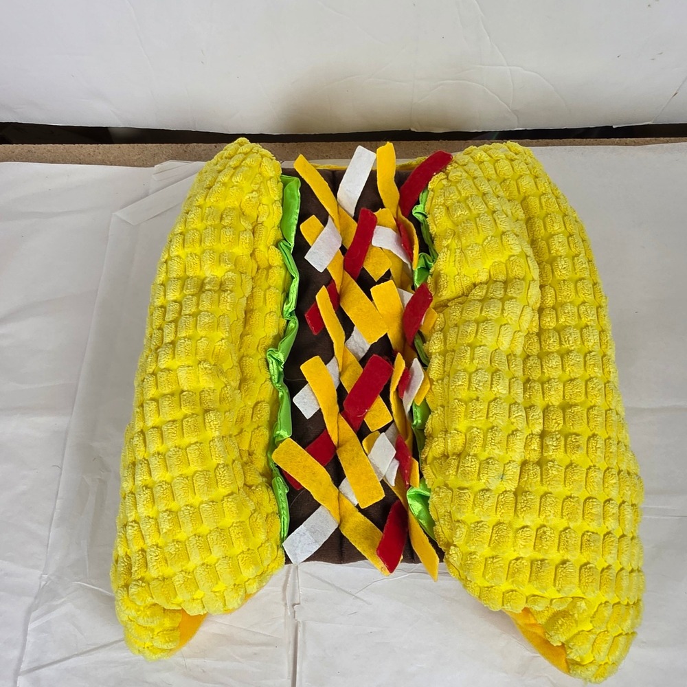 Pup Crew Taco Dog Costume Yellow Food Theme Plush Pet Outfit Size M/L RN134923